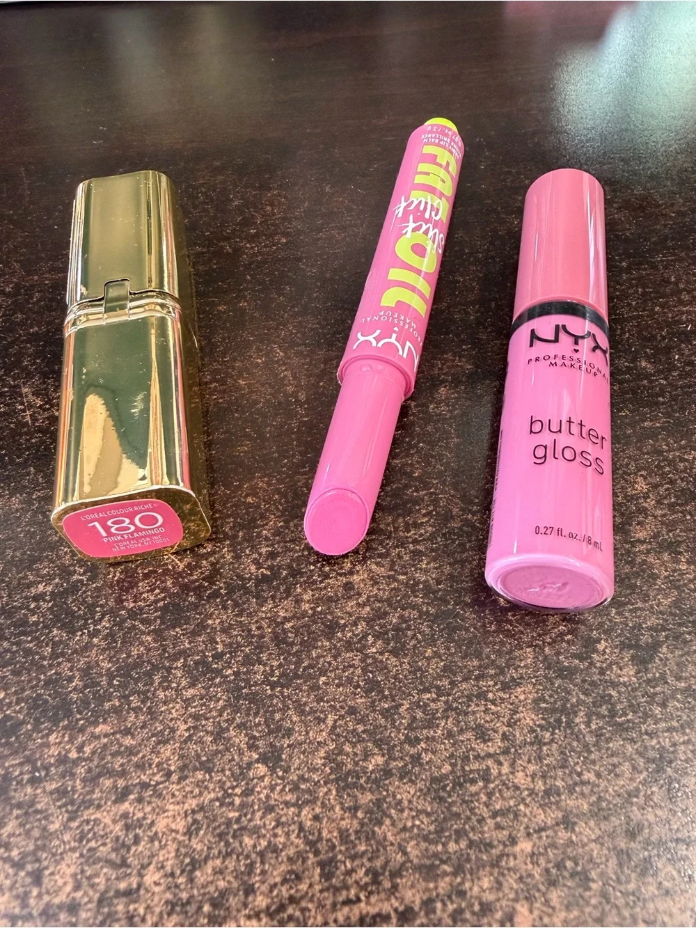NYX Pink Lipstick, Lip Stain & Butter Gloss Trio - Bright Pink Set